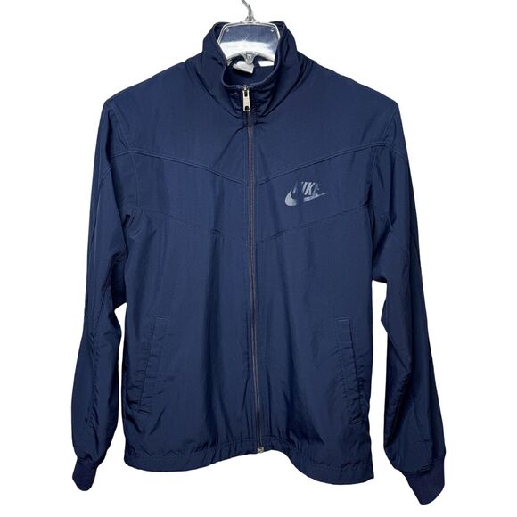 Nike Jacket Mens Medium Navy Blue Full Zip Windbreaker Street Sportswear Vintage - Picture 1 of 8